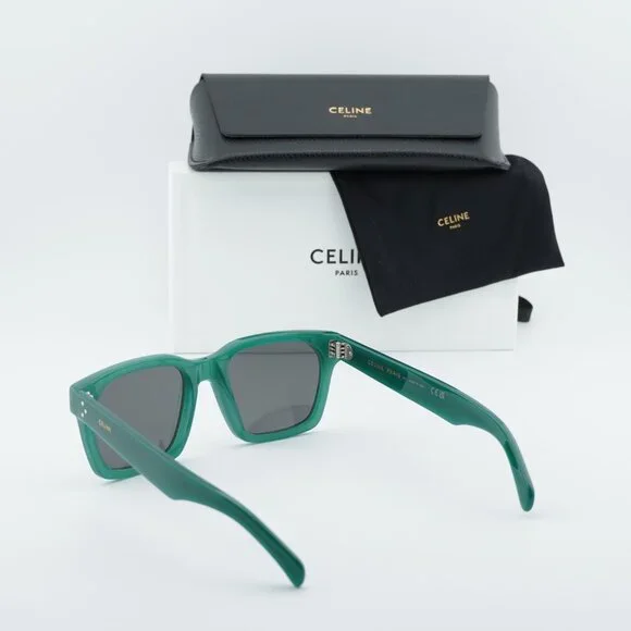 Celine CL40248I 96A Square Sunglasses - Glossy Green/Grey - Picture 10 of 10